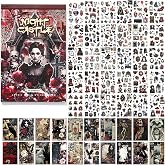 Auguro Dark Aesthetic Gothic Stickers 400 Pre-Cut Washi Stickers 20 Scrapbook Papers Horror Decals for Junk Journal Collage DIY Crafts Halloween Scrapbooking Sticker