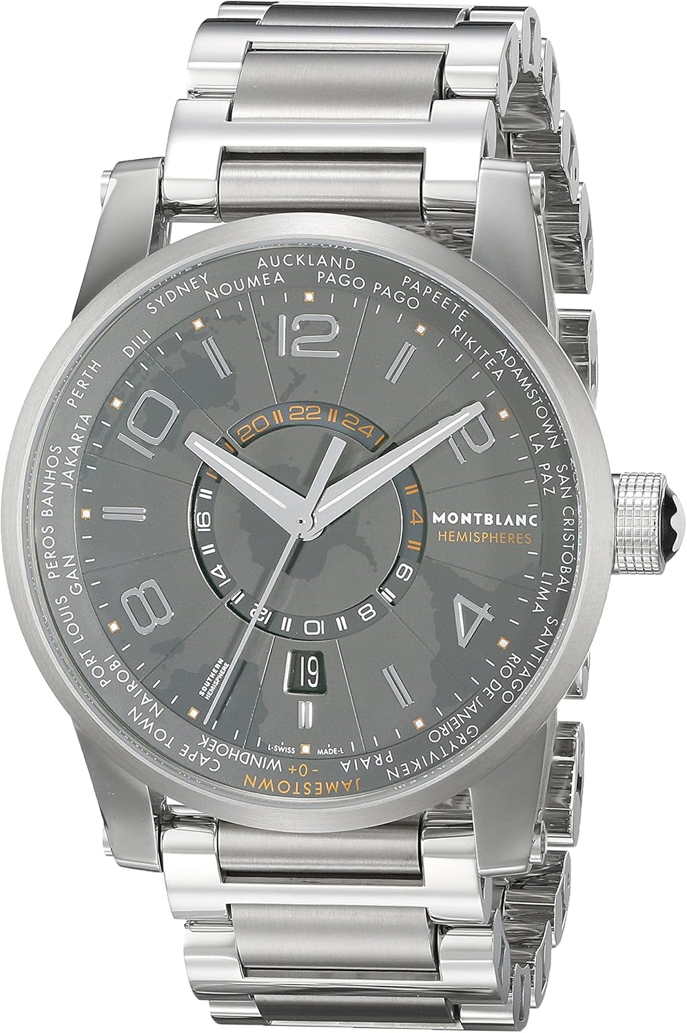 montblanc timewalker chronovoyager utc men's stainless steel swiss automatic watch 107303
