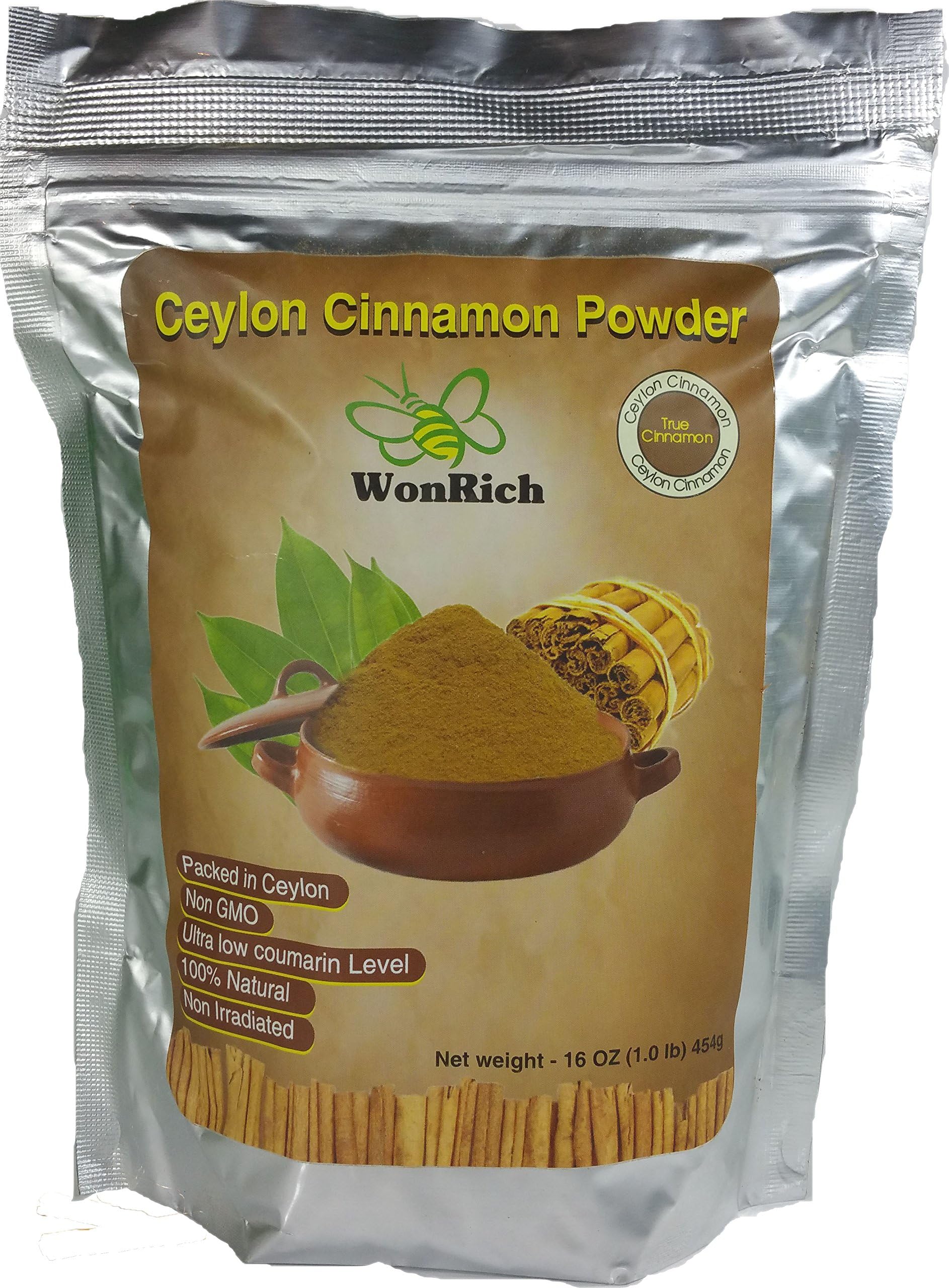 100% Natural Ceylon Cinnamon Powder 1 Lb in a Stand up Resealable Pouch