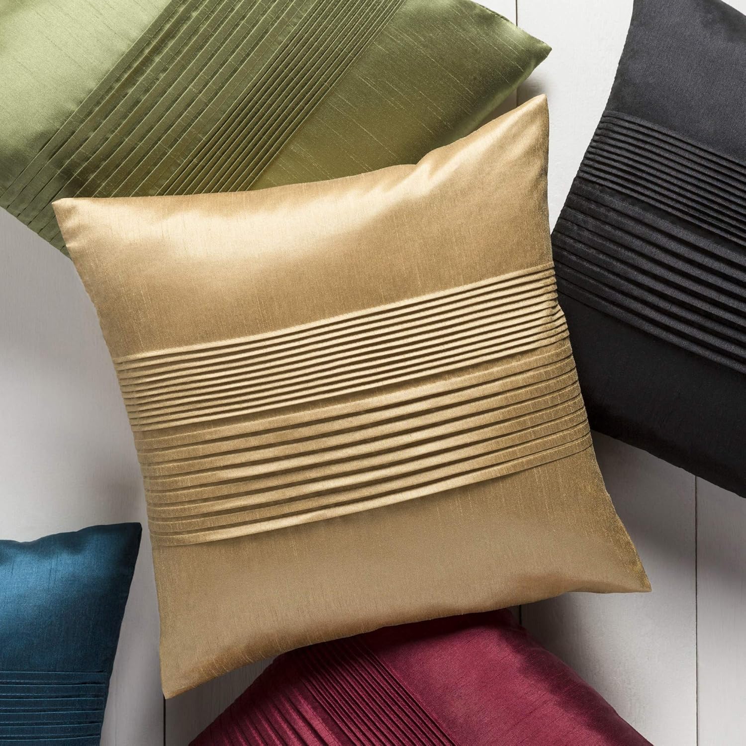 Artistic Weavers Solid Pleated Pillow Cover, 22"L x 22"W x 0.25"H