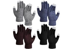 KUTTOR 4 Pairs Winter Magic Gloves Thicken Touchscreen Warm Gloves Winter Knit Stretchy Gloves for Men Women
