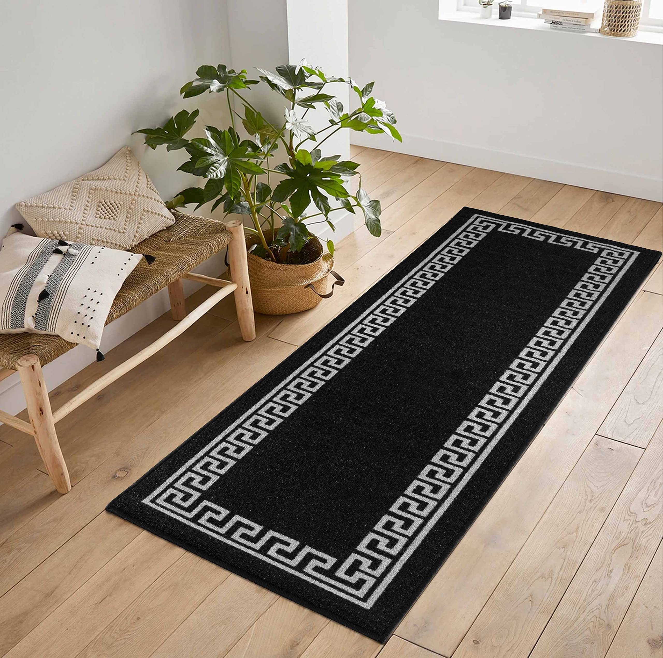 Washable Door Mat Kitchen Mats Non Slip Greek Key Design Hall Runner- Indoor Door Mat - Hallway-Passage Corridor Doormats - Floor Mat