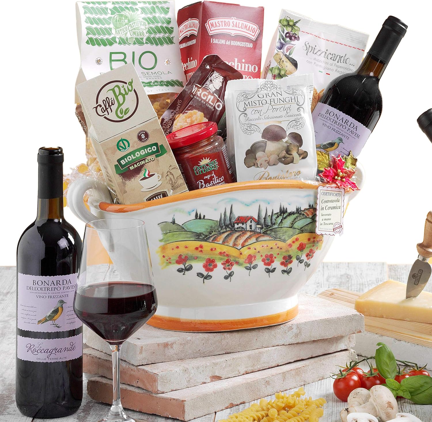 Centrotavola Natalizio Gastronomico.Centrotavola Gastronomia Cesto Natalizio Con Ceramica Lavorata A Mano Caffe Artigianale E Prodotti Tipici Di Natale Amazon It Alimentari E Cura Della Casa