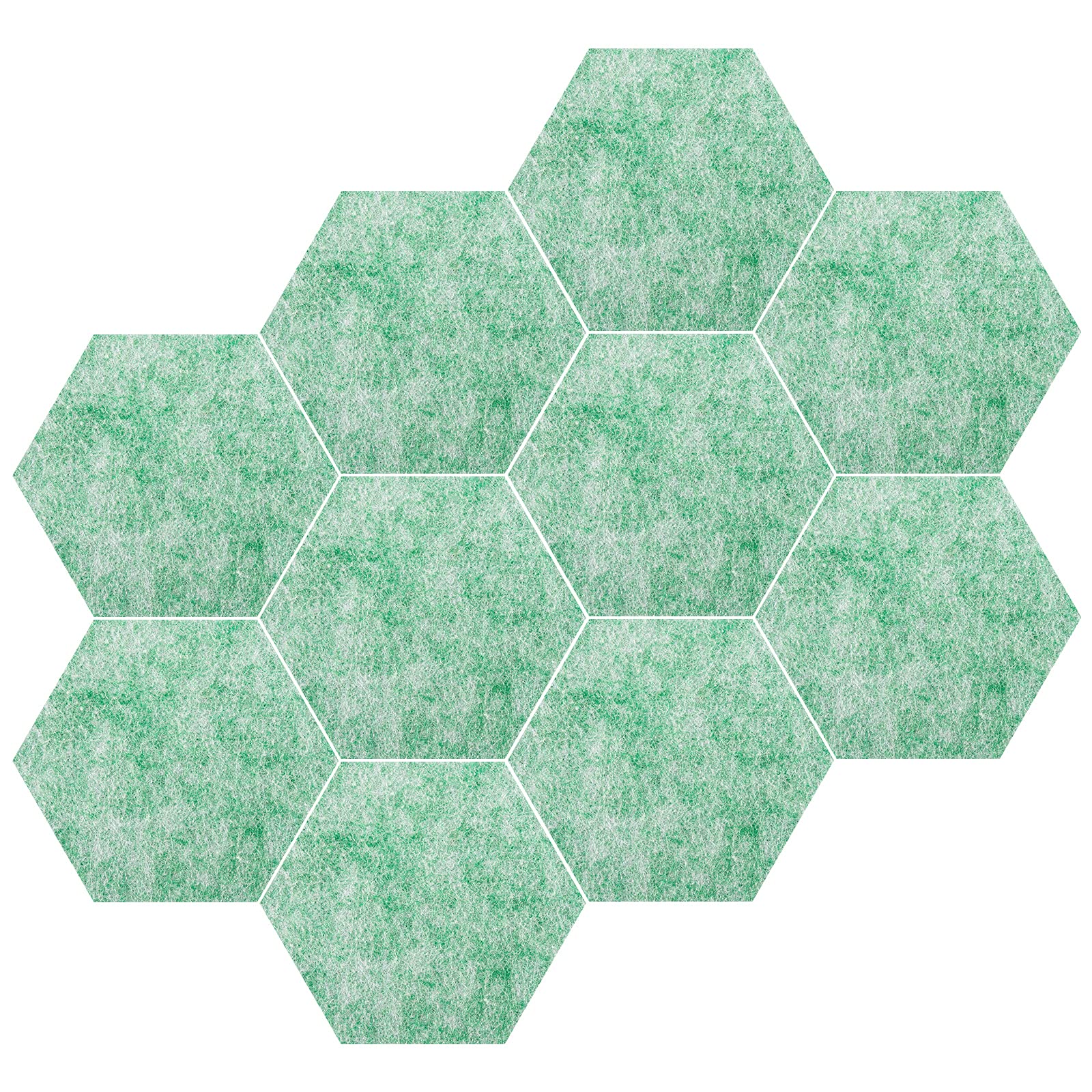 Set of 10 Hexagon Felt Pin Board Tiles + 50 Push pins, 6 x 5.2 x 0.44 inch, Notice Memo Bulletin Boards with Push Pins for Home Decor and Office, Decorative Pinboard for Kids