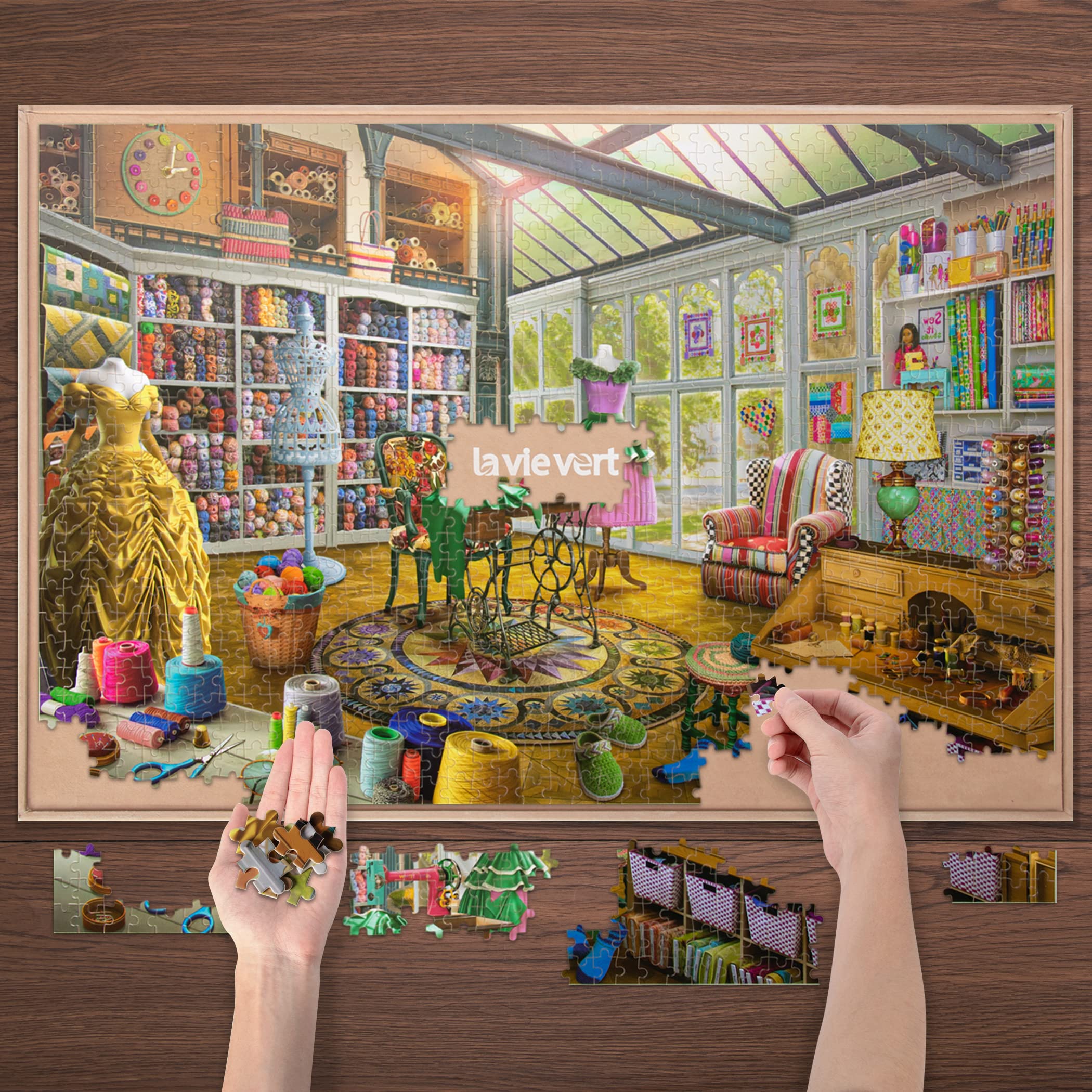 Lavievert Wooden Jigsaw Puzzle 1000 Piece Puzzle for Adults - Sewing Room