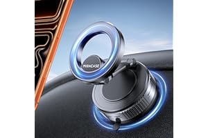 Miracase MagSafe Car Mount: [Ultra-Strong Vacuum Suction + Reinforced Gel] 360° Rotatable & Foldable Magnetic Phone Holder Co