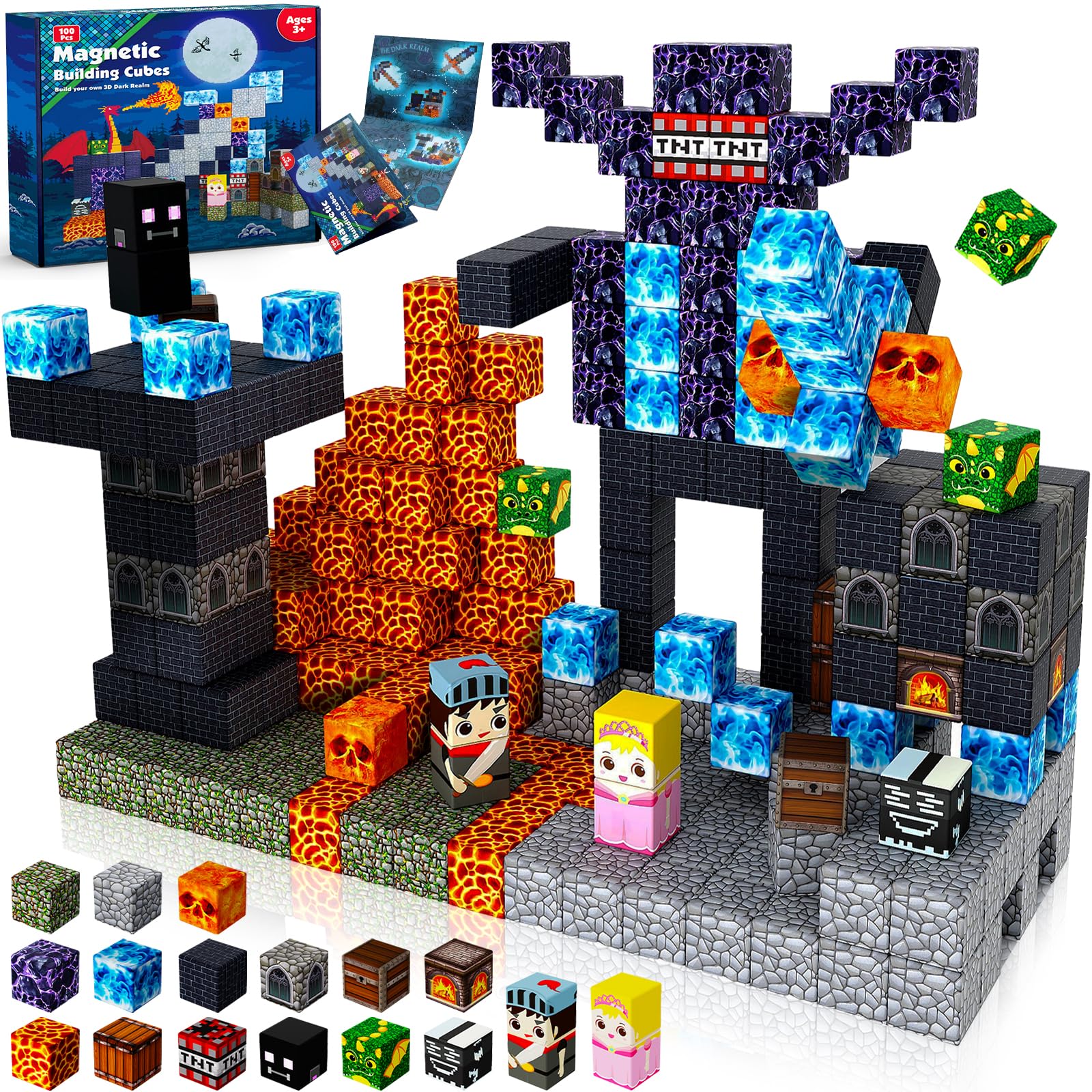 Magnetic Blocks - 100PCS Build Magnetic Dark Mechanical Guardian Castle