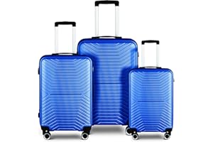 Wqzlyg Luggage Sets 3 Peice Luggage Lightweight Durable Suitcase Sets Double Spinner Wheels TSA Lock,Side Hooks,Blue 20in/24in/28in