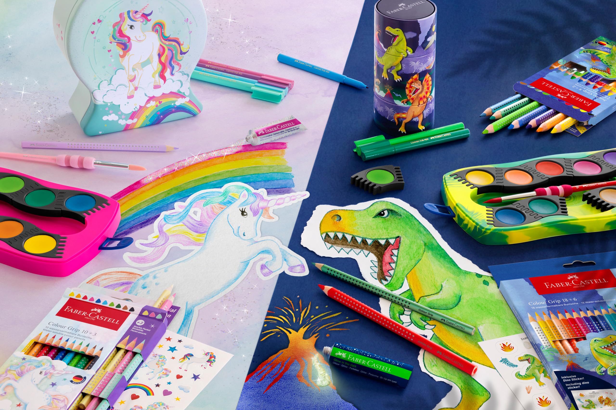 FABER-CASTELL 201545 - Buntstifte Set Dino, 13-teilig, bruchsicher, inkl. 3 Metallic Stifte und Dino Sticker 5