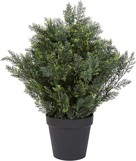 Amazon Com Home Pure Garden 26 Inch Tall Artificial Cedar Topiary Indoor Or Outdoor Uv Protection Plastic Tree In Pot Office Home Kitchen