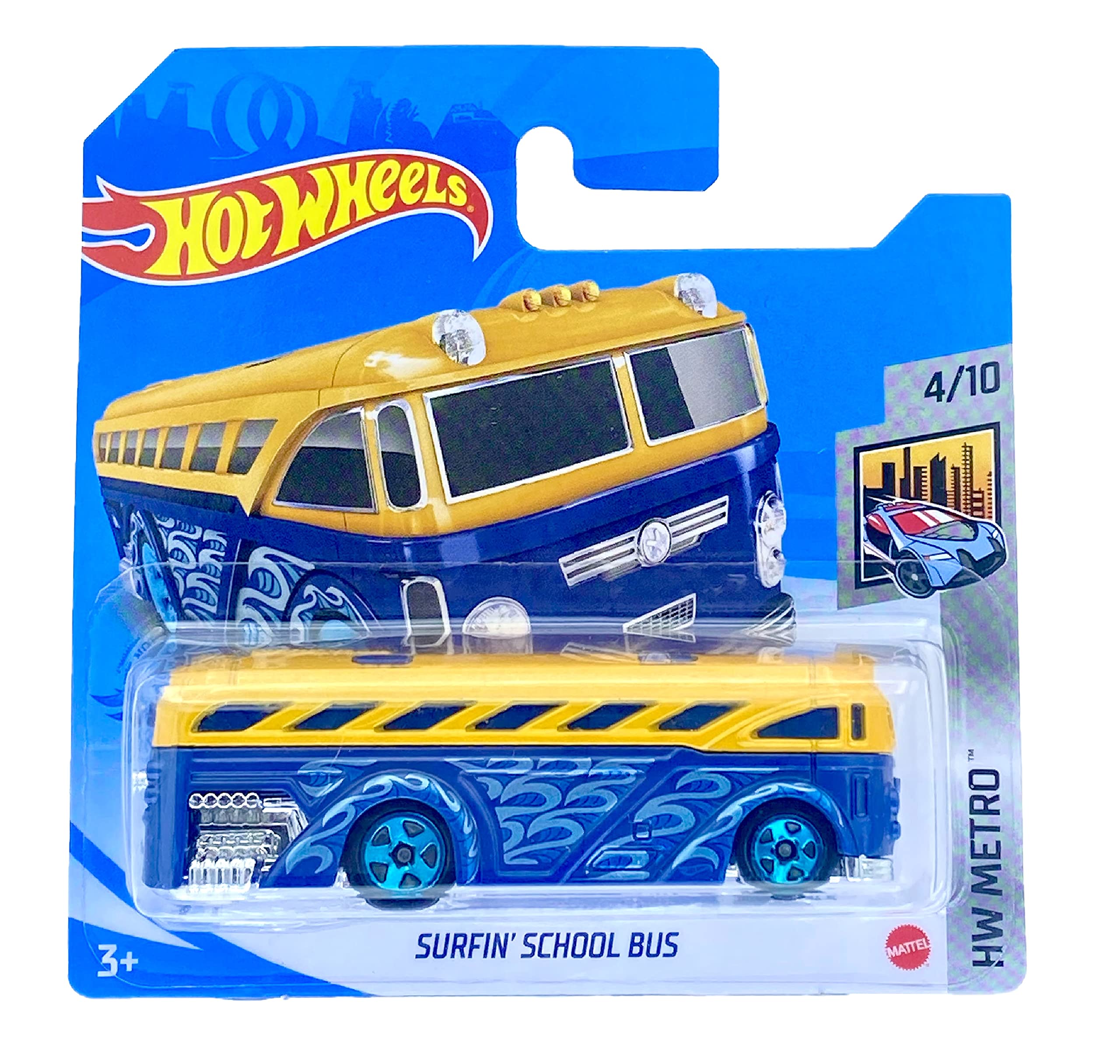 Hot Wheels Surfin' School Bus (Yellow/Blue) 4/10 HW Metro 2021 - 55/250 (Short Card) GRX82
