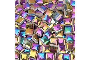 Samjobroad Ceramic Tiles for Mosaic Crafts，12mm Square Iridescent Ceramic Mosaic Tiles Bulk, 300g / 200 Mosaic Pieces for Art Projects - Rainbow Metallic