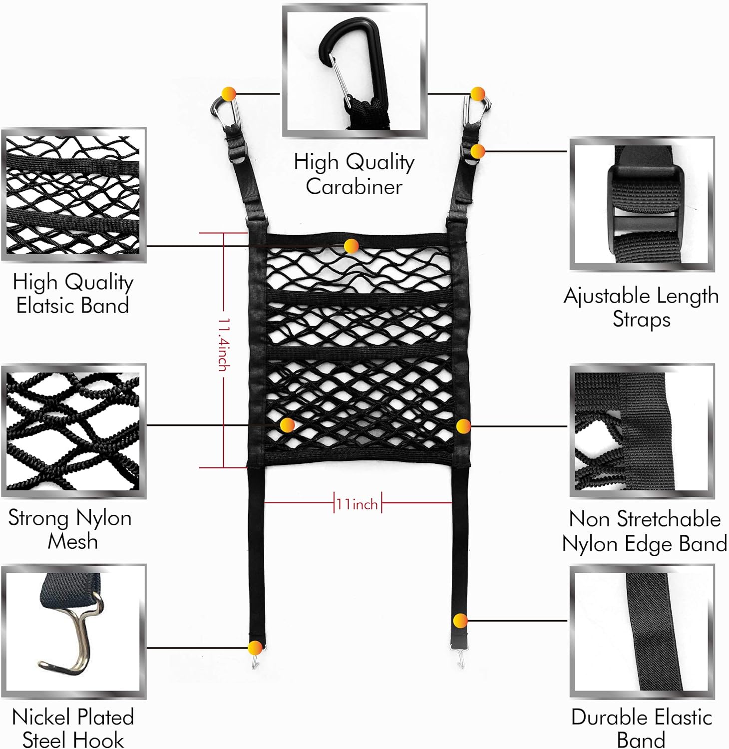 FJSa 3Layer Car Mesh Organizer Barrier of Backseat Pet Kids Cargo