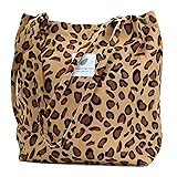 TOPASION Cute Corduroy Tote Bag Canvas Shoulder