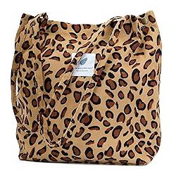 TOPASION Cute Corduroy Tote Bag Canvas Shoulder