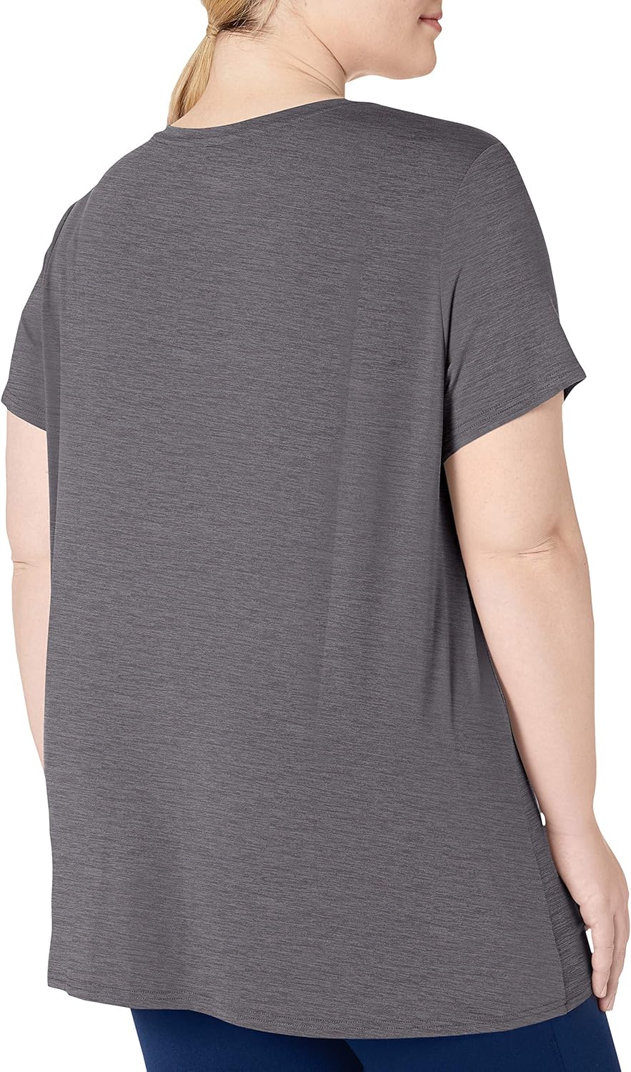  Essentials Women's Plus Size Tech Stretch Short Sleeve V-Neck T-Shirt: Clothing