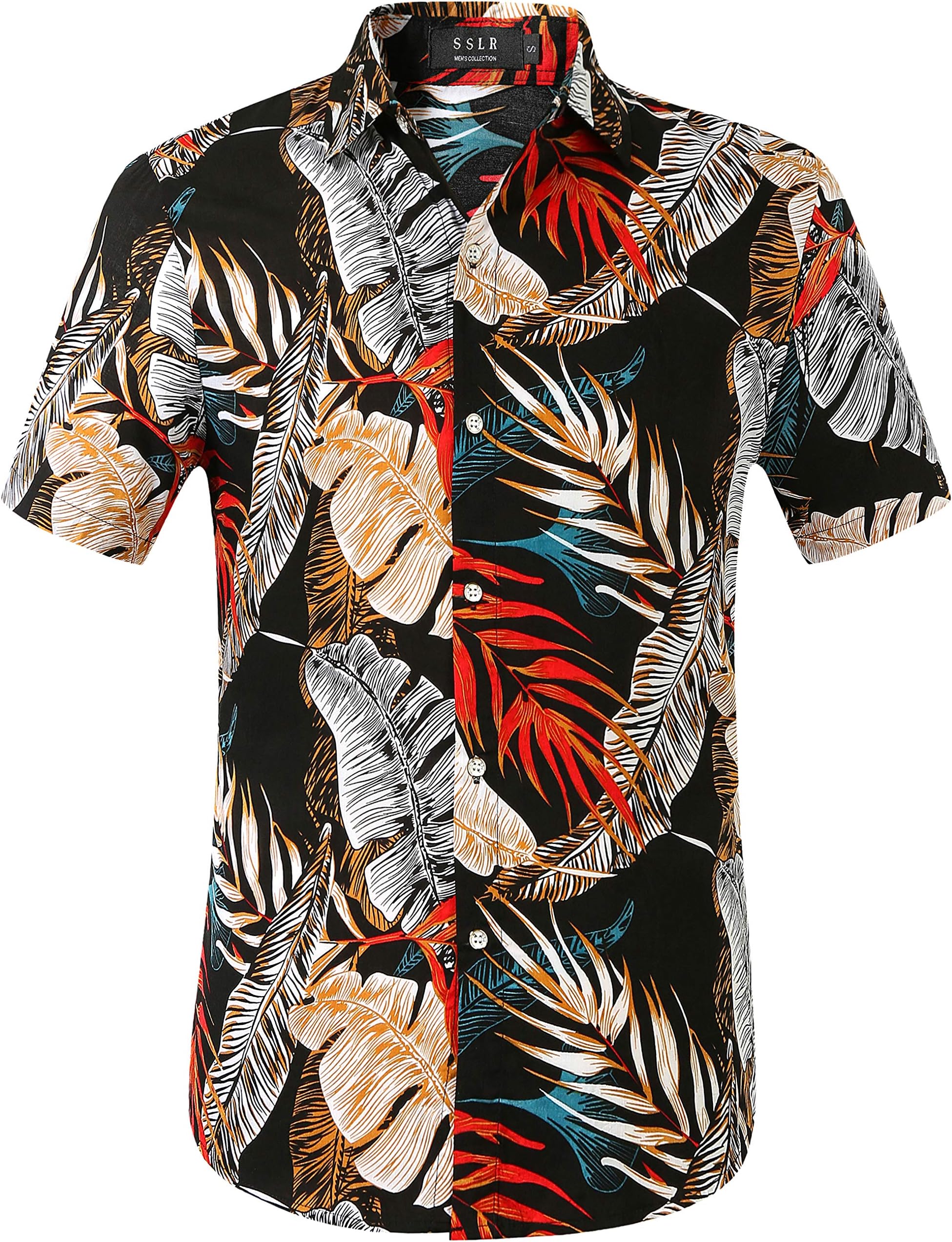 SSLR Mens Short Sleeve Button Down Shirts Hawaiian Shirts for Men