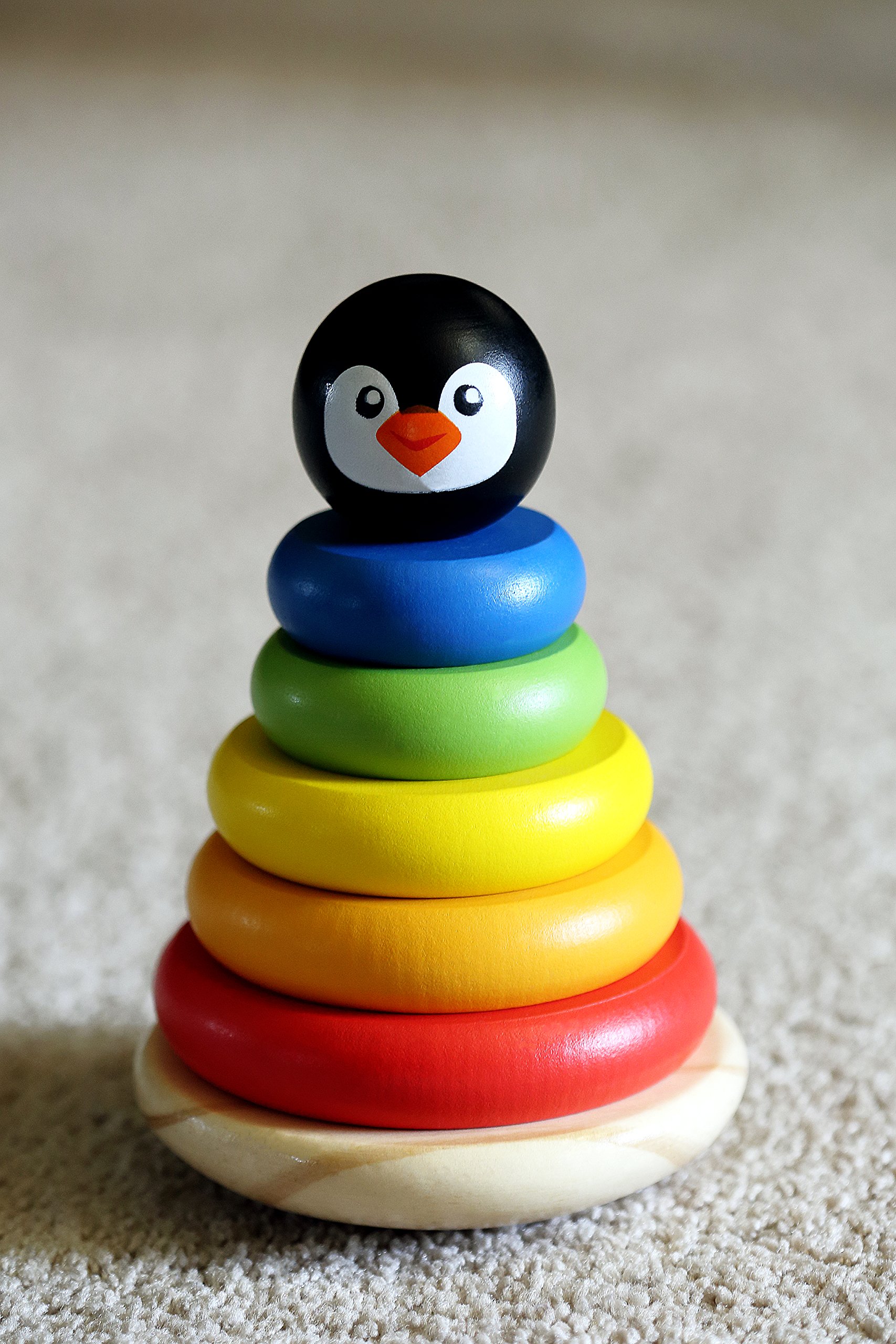 PremiumWooden6PieceRainbowStackingRingsToyforBabies12Year