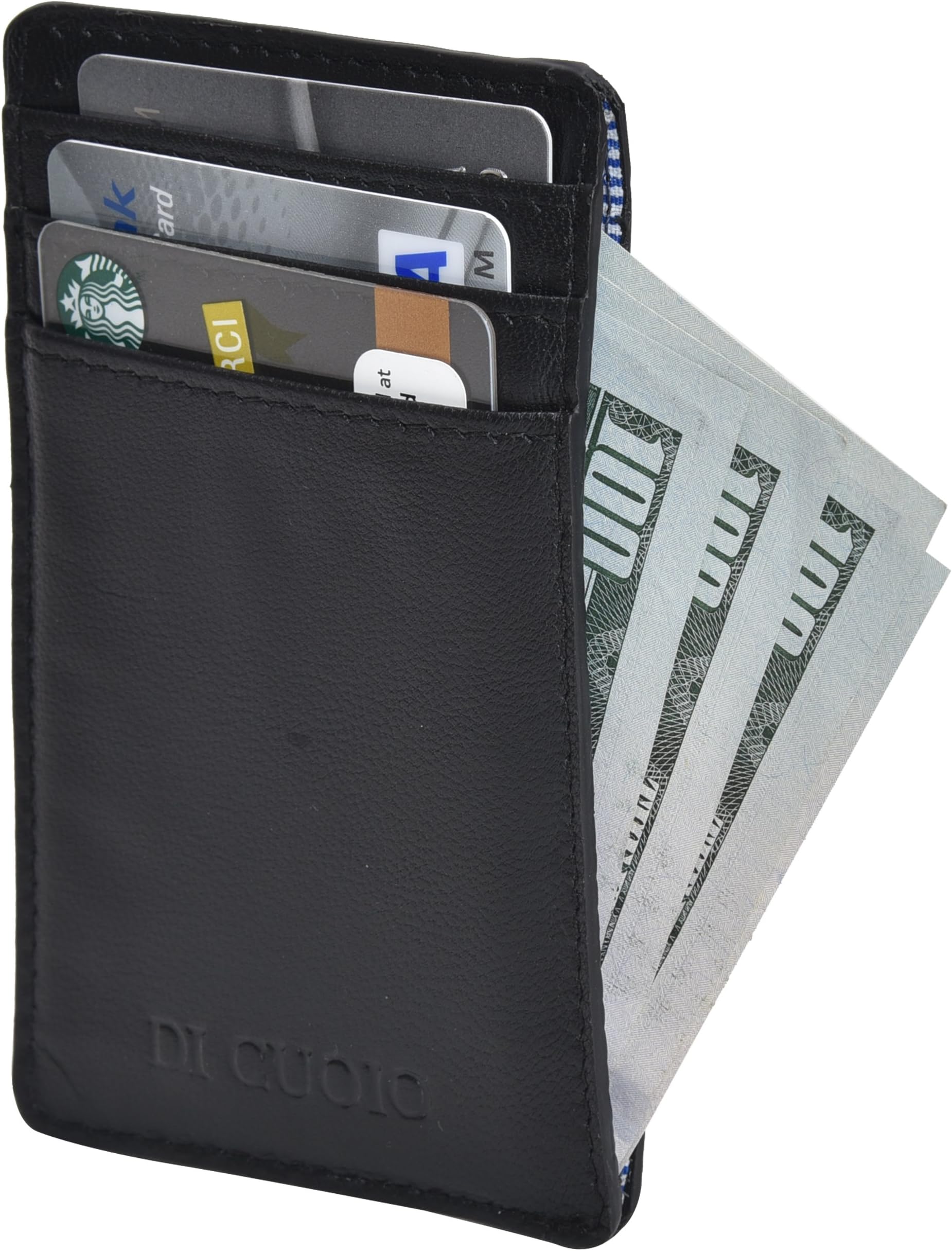 Di Cuoio Slim leather wallet credit card case sleeve with ID Window with front pocket RFID blocking …