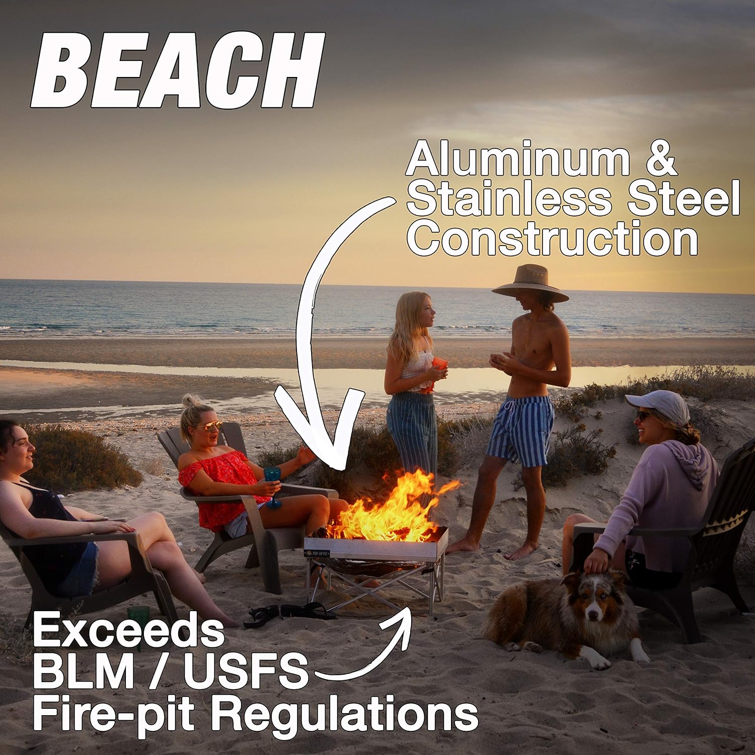 FIRESIDE OUTDOOR Pop-Up Fire Pit | Portable and Lightweight | Fullsize 24 Inch | Weighs 7 lbs. | Never Rust Fire Pit | Heat Shield NOT Included : Garden & Outdoor