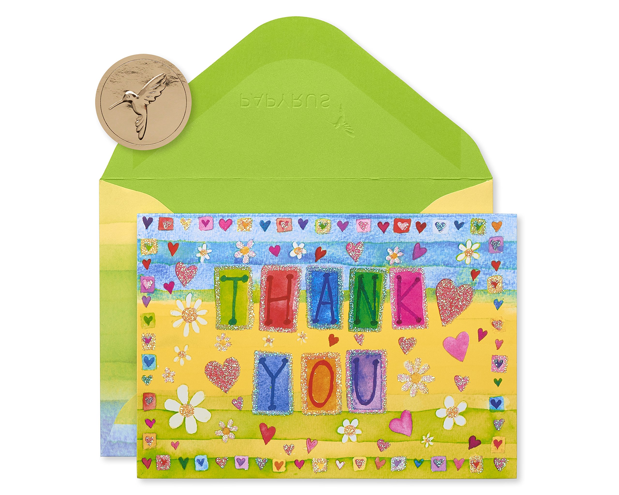 Papyrus Thank You Cards with Envelopes, Glitter Hearts (14-Count) — image 1