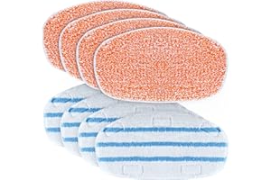 AnDongo 8 Pack Steam Mop Replacement Pads for PurSteam Steam Mop Cleaner 10-in-1, 4 Upgraded Ultra Cleaning Pads + 4 Microfiber Steamer Replacement Pads