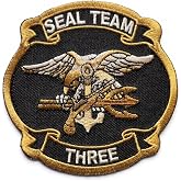 Navy Seal Team Three Embroidered Morale Patch | Hook Fastener Backing 3.5" X 3.5" C992