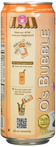 O’S BUBBLE GUMMY BOBA LATTE CANNED BUBBLE TEA DRINK WITH CHEWY BOBA PEARLS (KONJAC), 22% WHOLE MILK BLEND, 470ML(15.9 FL OZ/CAN), THAI TEA, (PACK OF 12)