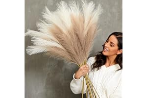 Qubitful Faux Pampas Grass, 9 PCS 37''/3.1FT Tall Fluffy Fake Pompas Floral, Large Artificial Pompous Grass Branches for Floor Vase Fillers, Boho Farmhouse Room Wedding Decor (Mixed Color)