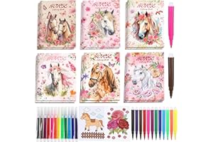 12 Pcs Horse Coloring Books Party Favors with 36 Pcs Pens for Horse Lover Gifts Cowgirl Theme Birthday Party Supplies Carniva