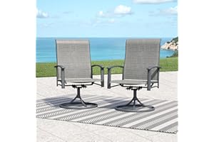 Seekverse Patio Swivel Chairs Set of 2, All-Weather Metal Outdoor Dining Set with Breathable Mesh Seat, Lightweight Gray Swivel Bistro Chairs for Garden, Deck, Porch - Cool & Comfortable Relaxation