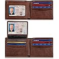 SERMAN BRANDS 2 ID Window Wallet for Men RFID Blocking Leather, Bifold Top Flip, Extra Capacity Travel Wallet
