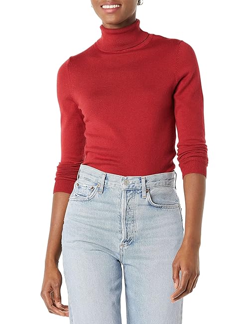 Amazon Essentials Women's Classic-Fit Lightweight Long-Sleeve Turtleneck Sweater (Available in Plus Size), Dark Red, XX-Large