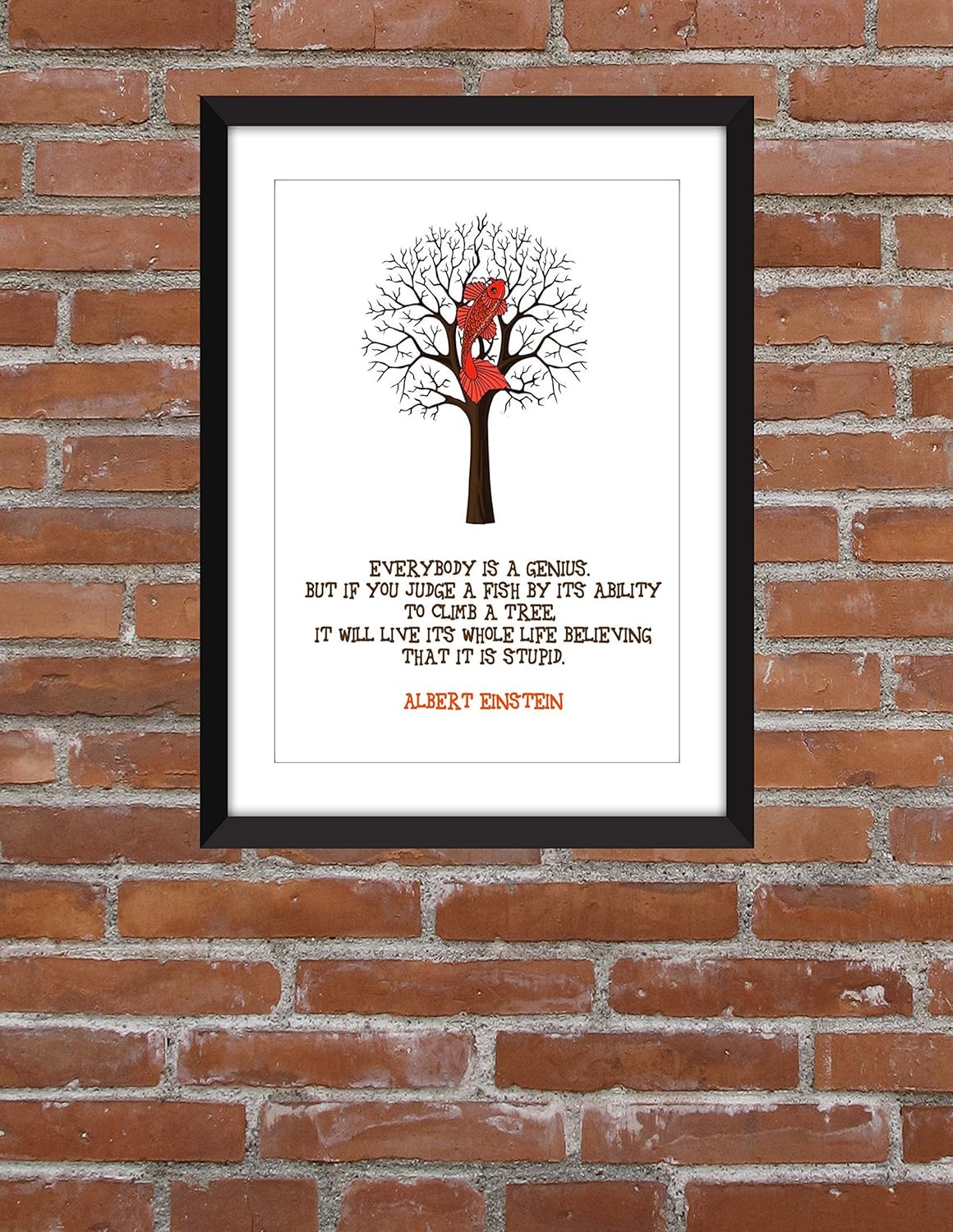 Albert Einstein Stupid Fish Citation Typographie Imprimer Amazon Fr Handmade