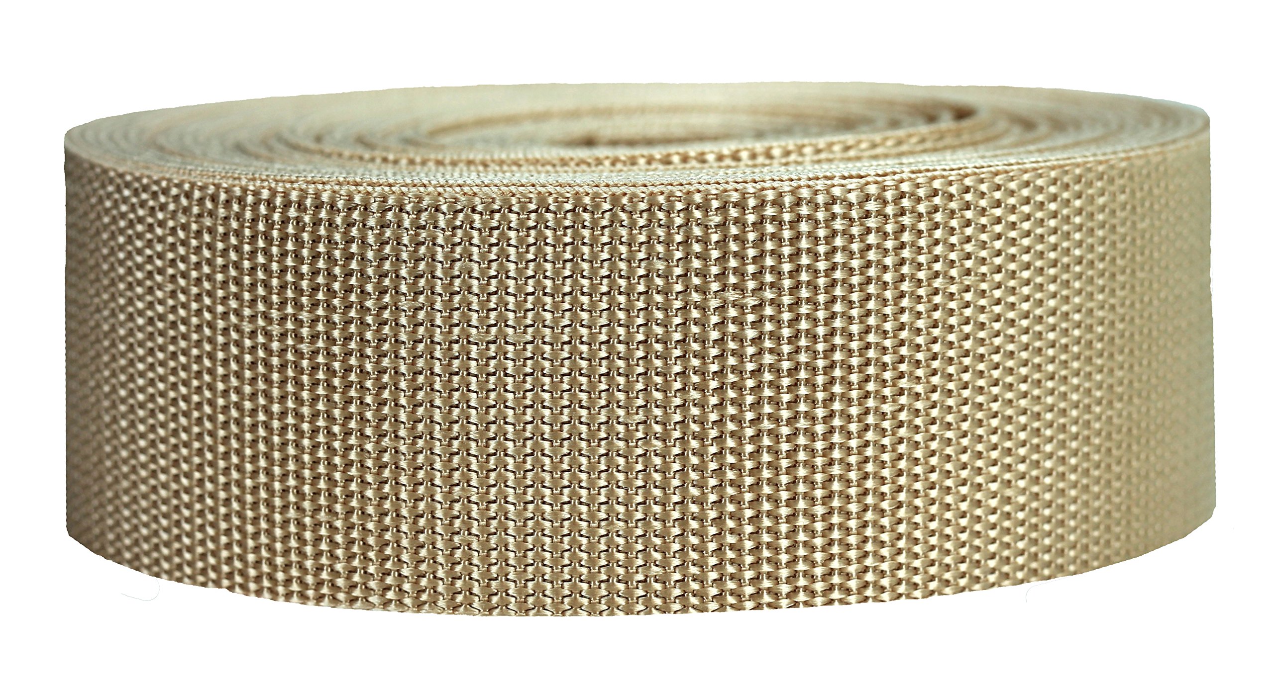 Strapworks Heavyweight Polypropylene Webbing - Heavy Duty Poly Strapping for Outdoor DIY Gear Repair, 2 Inch x 50 Yards - Khaki