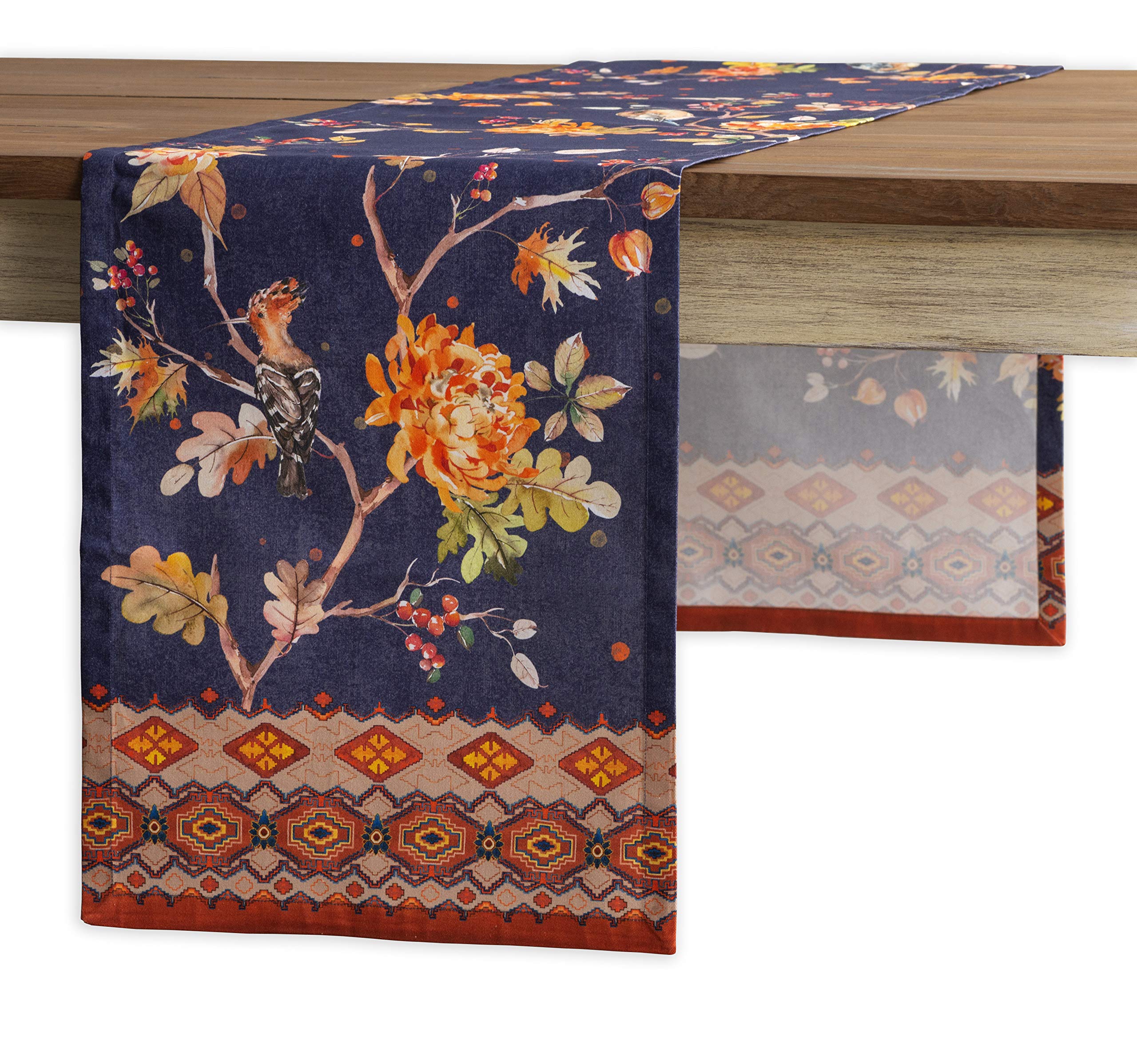 Maison d' Hermine Table runner 100% Cotton Single Layer Table Runners 230 CM long for Christmas Decorations Home Kitchen Dining Party Wedding Bridal Shower (Kelim - Infinity, 37 cm x 230 cm)