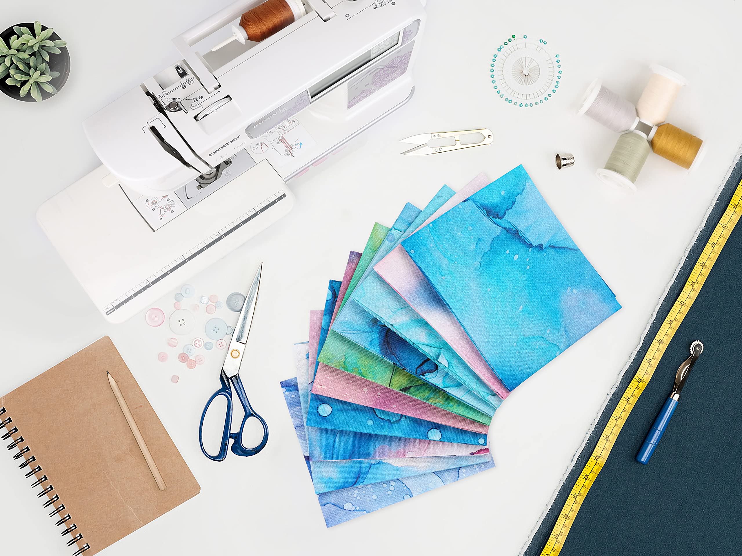 Craftido -25 Options- 100% Cotton Quilting Fabric Bundles 10pcs Fat Quarters 18”x21”-Medium Weight 5.2 oz- Soft Cotton for Quilting, Sewing Project, Patchwork, DIY Crafts - Rainbow Inks