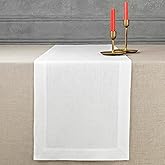 D'Moksha Homes Linen White Table Runner 90 Inches Long - 100% Pure Linen 14 x 90 Inch Table Runner for Dining, Mothers Day, Spring, Easter - Machine Washable