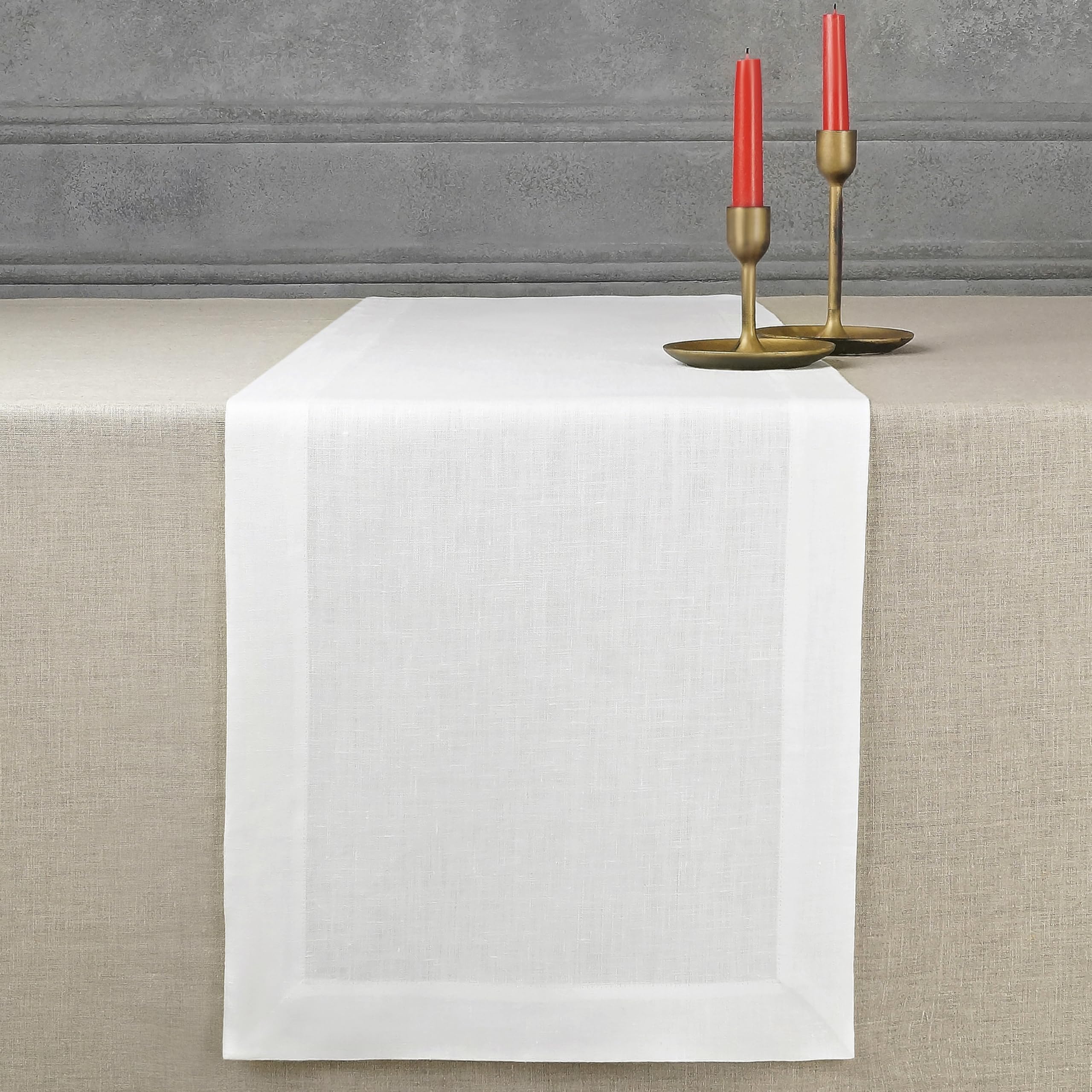 D'Moksha Homes Linen White Table Runner 183 CM Long - 100% Pure Linen 36 x 183 cm Table Runner for Dining, Spring - Machine Washable — image 1