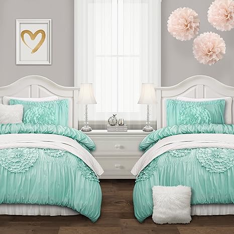 Buy Lush Decor Serena 3 Piece Comforter Set Full Queen Aqua