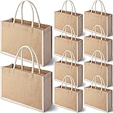 Boao 10 Pcs Small Burlap Jute Tote Bags with Handle Brides Jute Gift Totes Bulk Burlap Welcome Bags for Women Bridesmaid Wedding Bachelorette Party Favors(12.6 x 8.66 x 5.12 Inch)