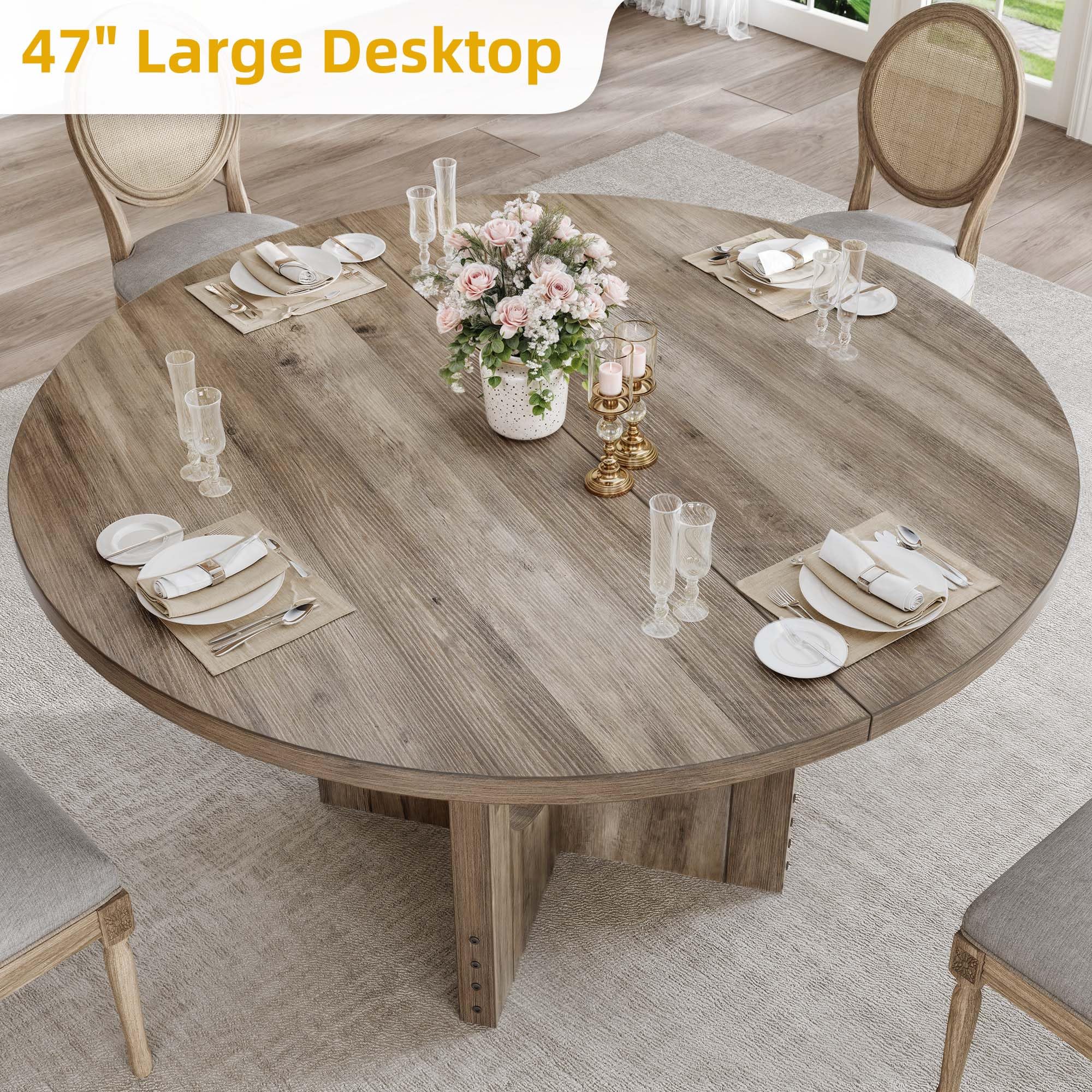 DWVO Round Dining Table For 46 People 47.24" Large Circle Dining Room