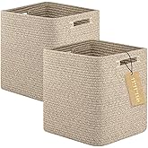 OIAHOMY Storage Cubes, 11 Inch Cube Organizer, Collapsible Storage Bins, Baskets for Organizing, Bins for Shelves-Brown, 2-PACK