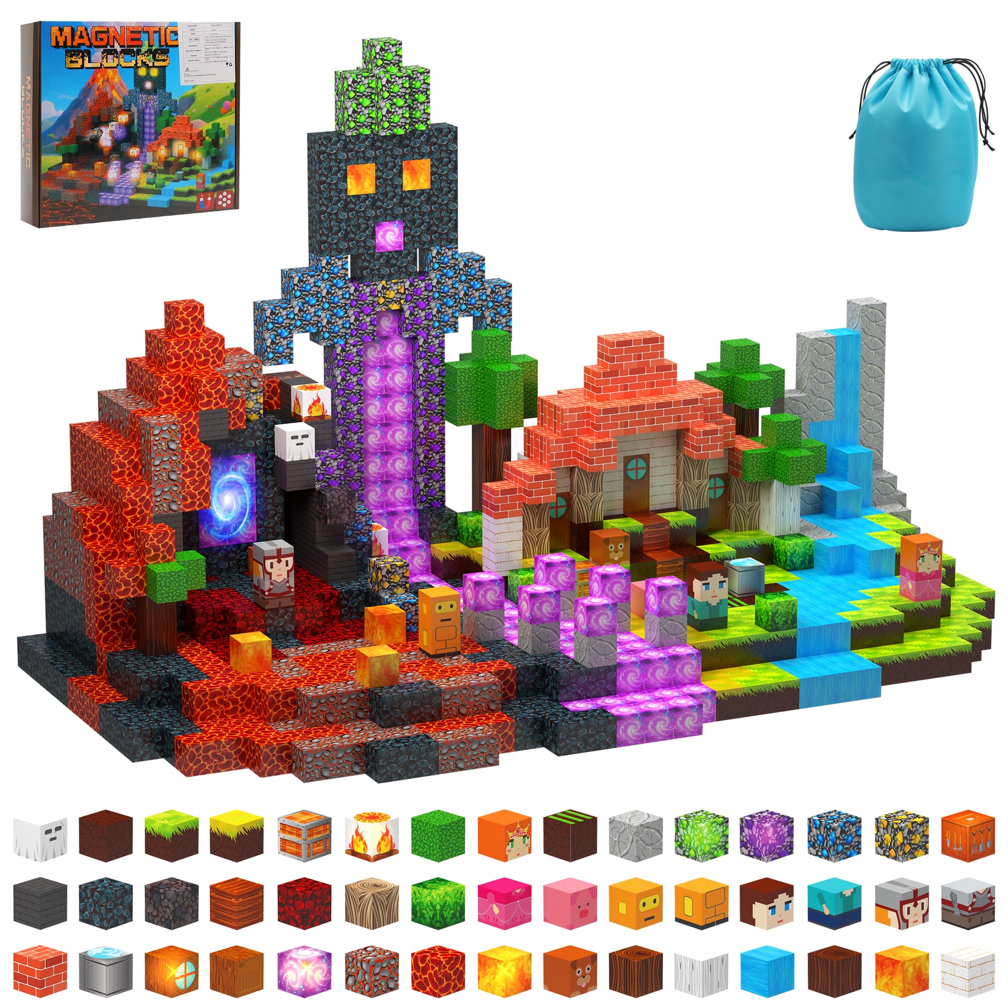 CREAFOMIFE 200PCS 0.8In/2CM Magnetic Blocks, Magnet Cubes Building Block Toy for Kids 3+, Christmas & Birthday Gifts