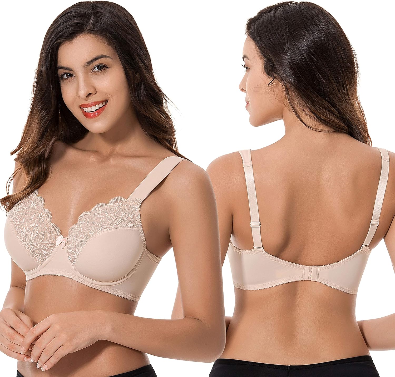 Curve Muse Plus Size Unlined Minimizer Underwire Bra with Embroidery Lace-3 Pack at  Women’s Clothing store