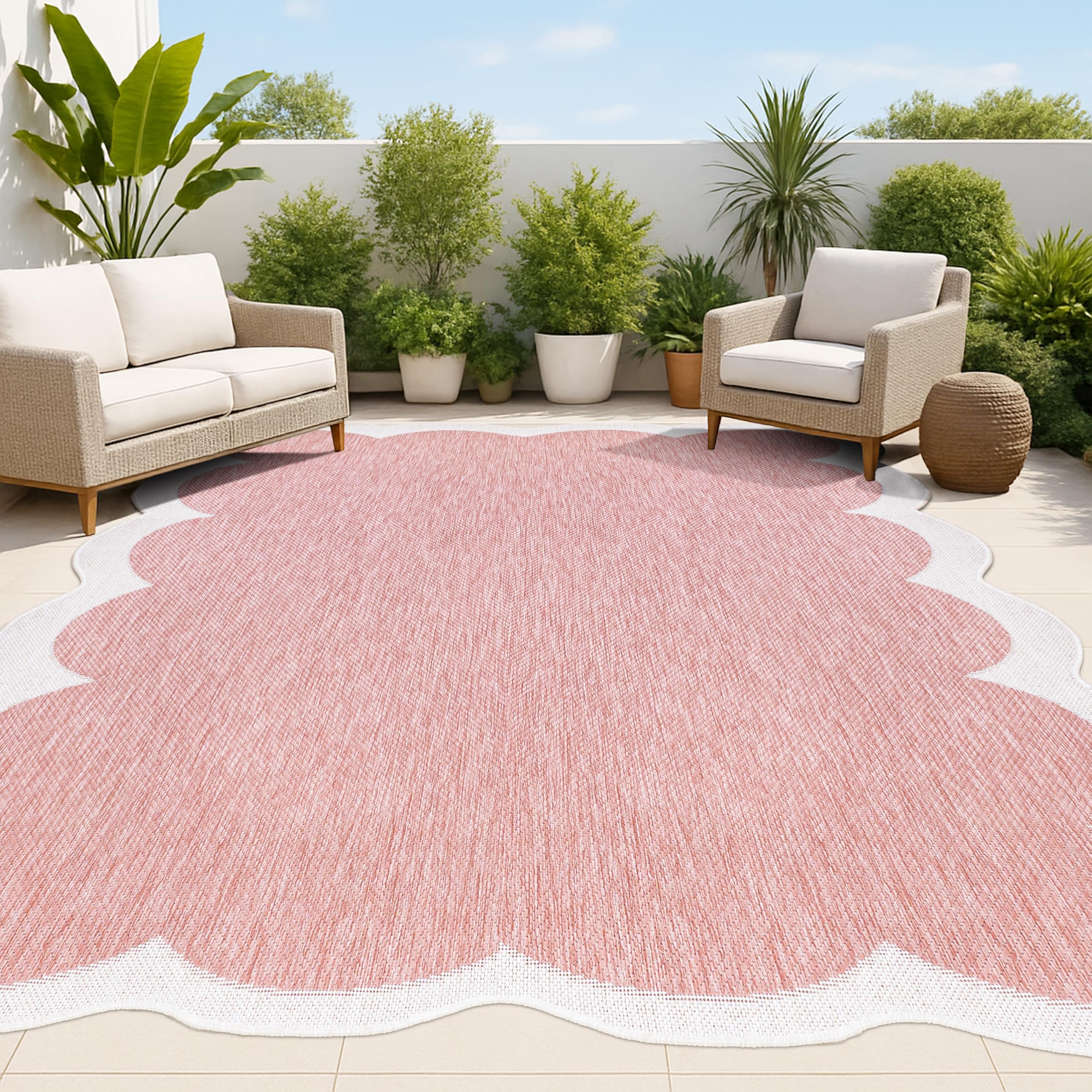 Photo 1 of *MINOR DAMAGE - USED*
JONATHAN Y Cottage Two-Tone Scalloped Indoor Outdoor Area Rug 8X10 Light Rose/Cream, Alice Classic for Backyard, Patio, Porch, Easy-Cleaning, High Traffic, Pet-Friendly, Non-Shedding (SHP103B-8)