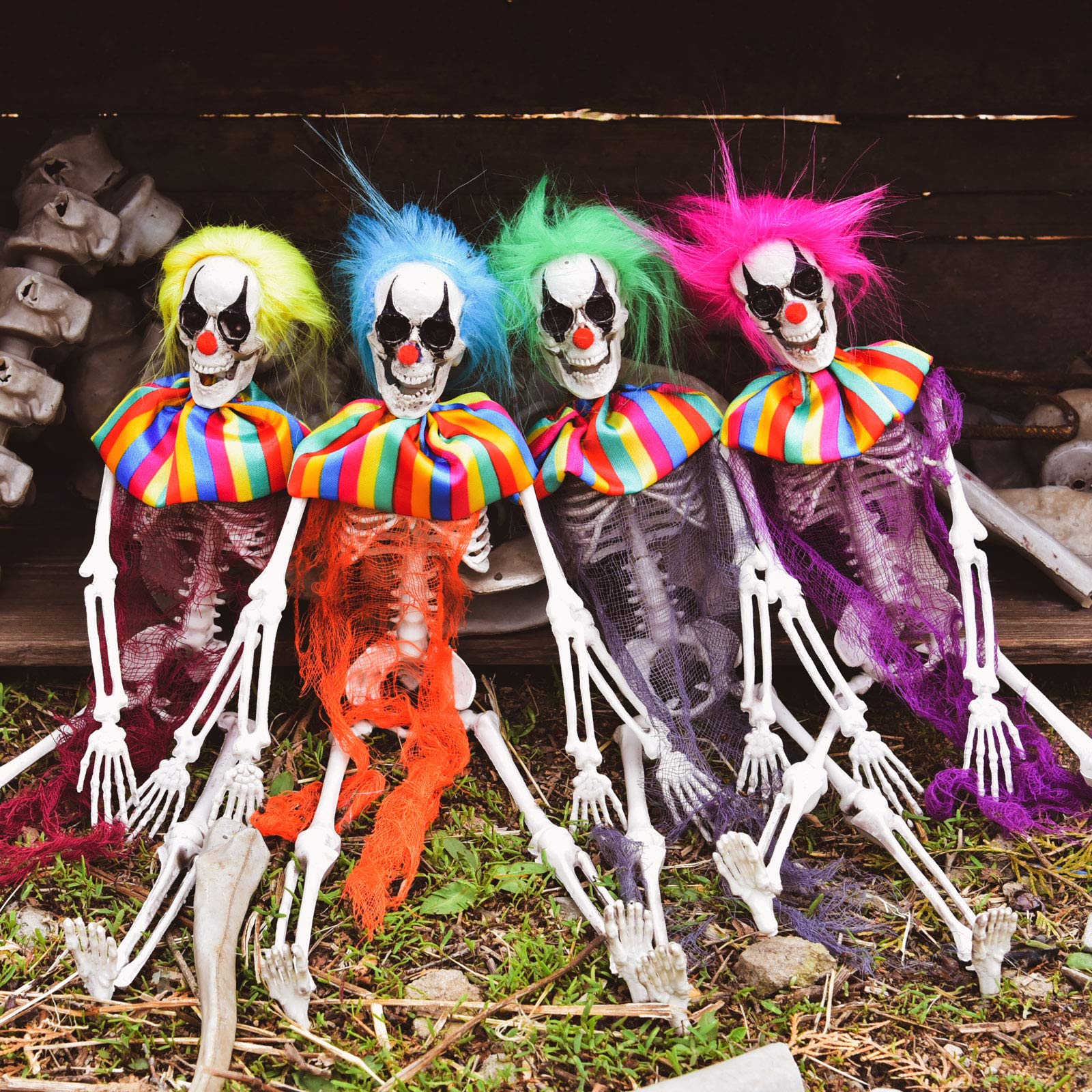 Photo 1 of FUN LITTLE TOYS 4 Pack Halloween Decorations - Outdoor/Indoor Clown Yard Patio House Decor for Haunted House Props