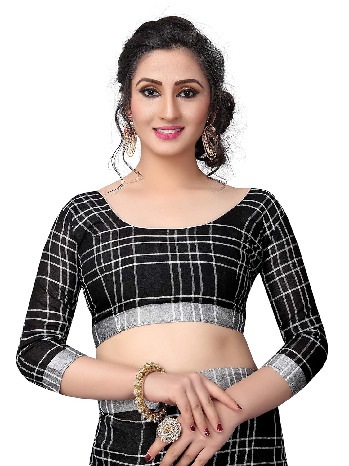 perfectblue women's linen saree with blouse piece (linenmiinniimumvaariation)