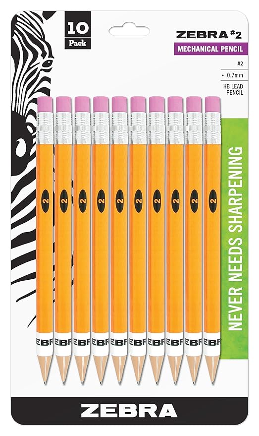 Zebra 2 Mechanical Pencil 0.7mm, Yellow, 10 Pack (51351) Amazon.ca