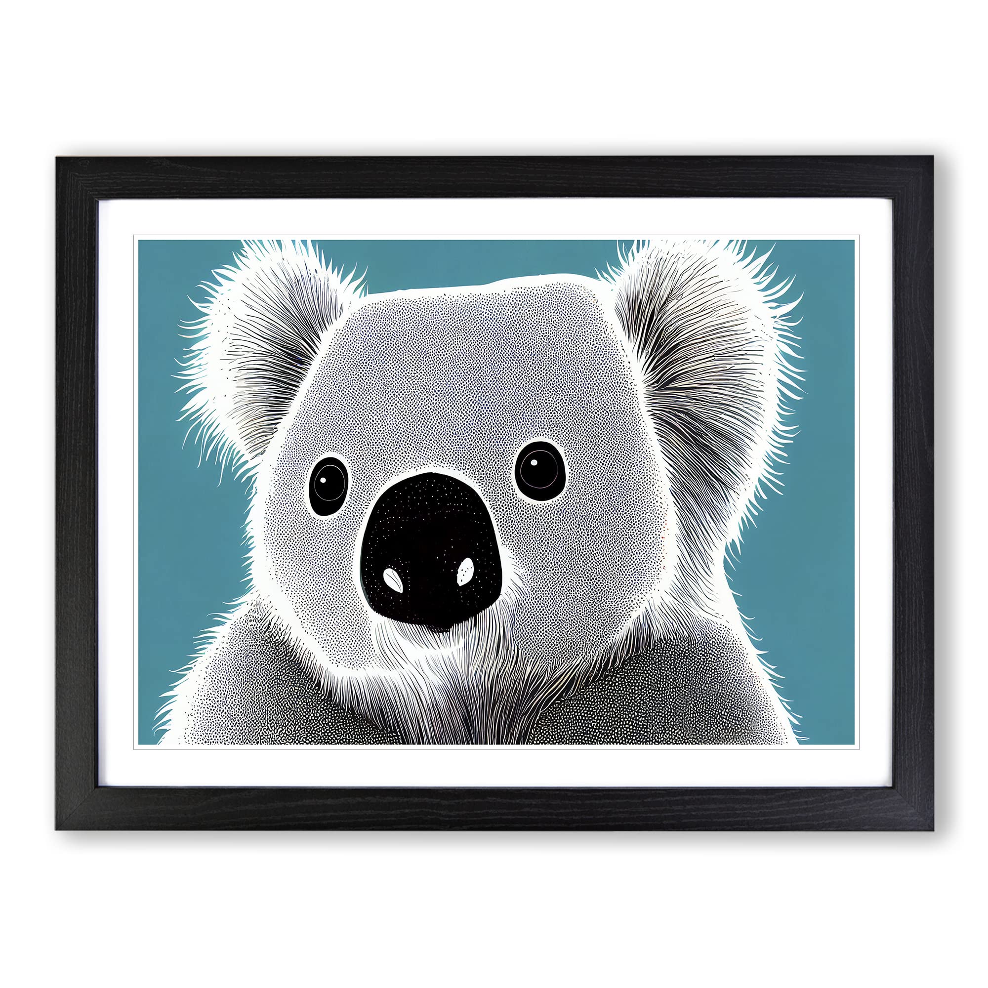 Cute Koala Bear H1022 Framed Print for Living Room Bedroom Home Office Décor, Wall Art Picture Ready to Hang, Black A3 Frame (46 x 34 cm)